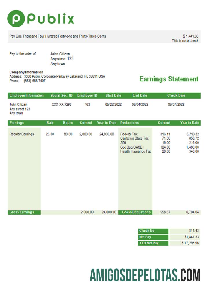 USA Publix Super Markets Inc. exemplo